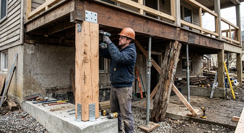 Portico Post Replacement in Kansas City, KS